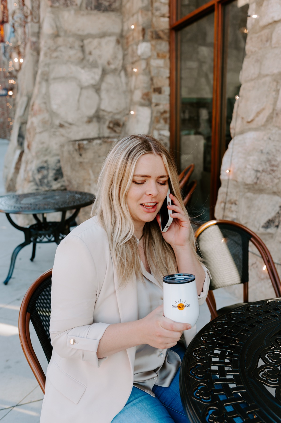 Sarah Ziesler on a call